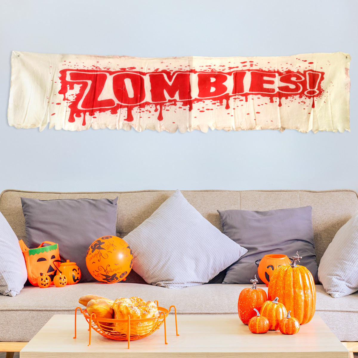 Banner Decorativo de Tela para Halloween, Zombies