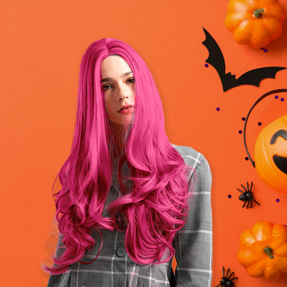 Peluca color Fucsia con Ondas para Disfraz