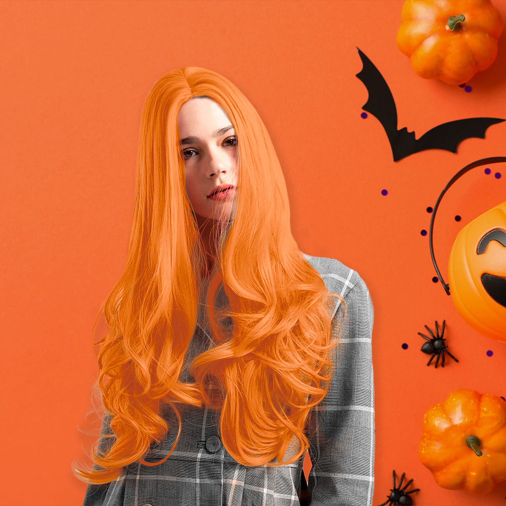 Peluca color Naranja con Ondas para Disfraz