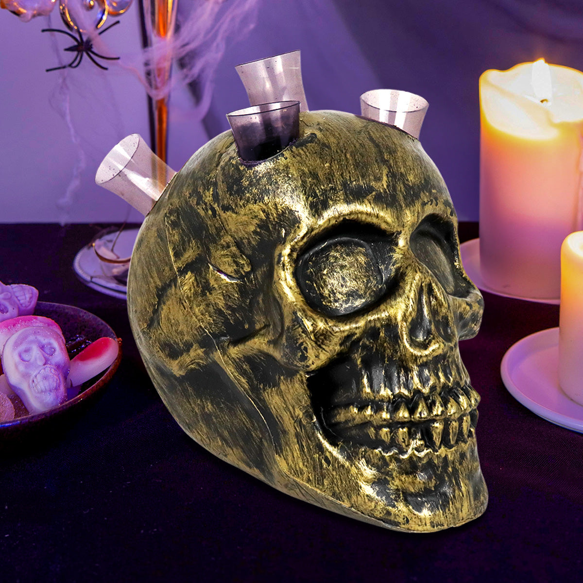 Calavera con Shots, Color Negro y Dorado