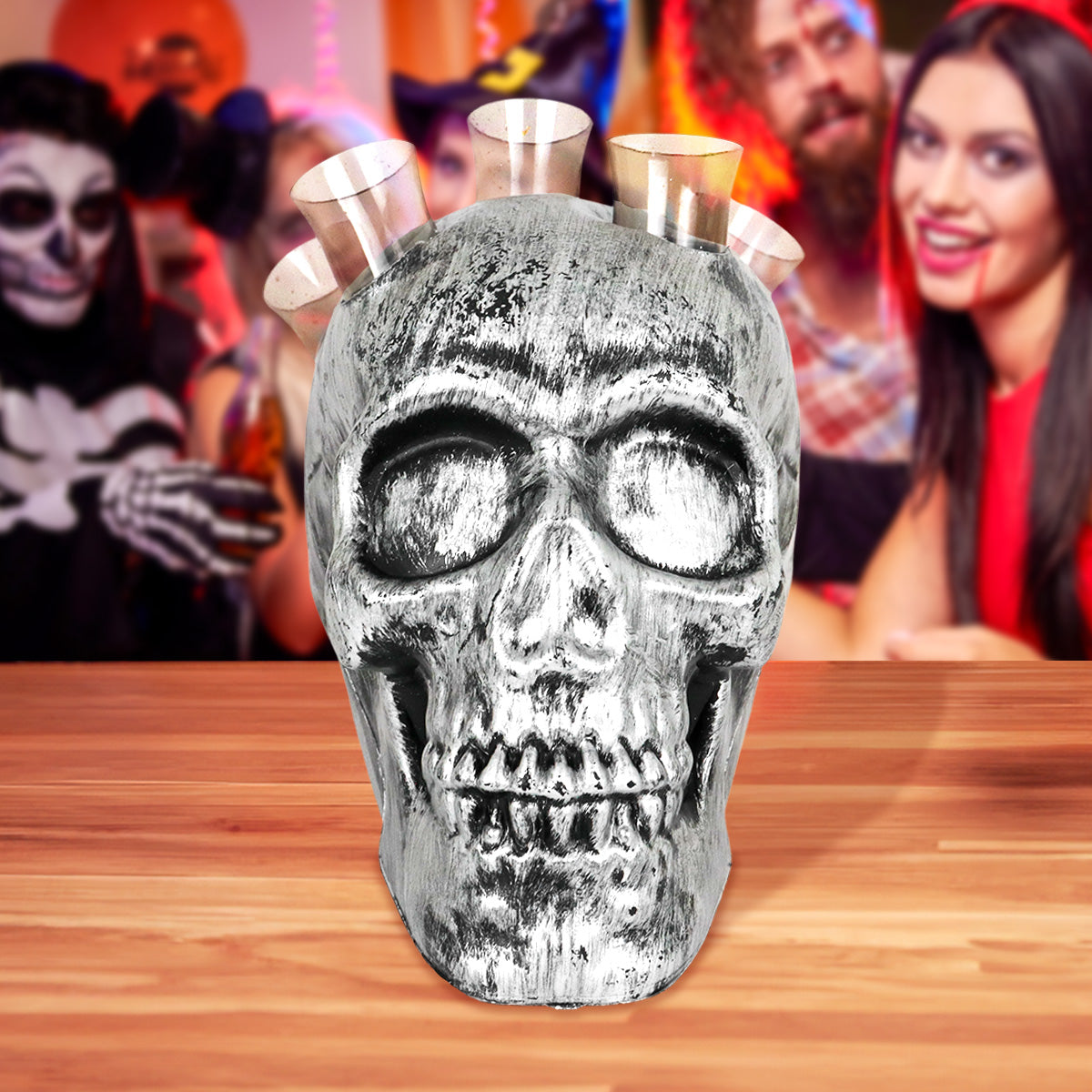 Calavera con Shots, Color Negro y Plata