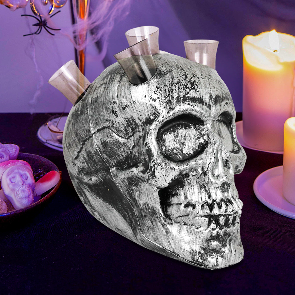 Calavera con Shots, Color Negro y Plata