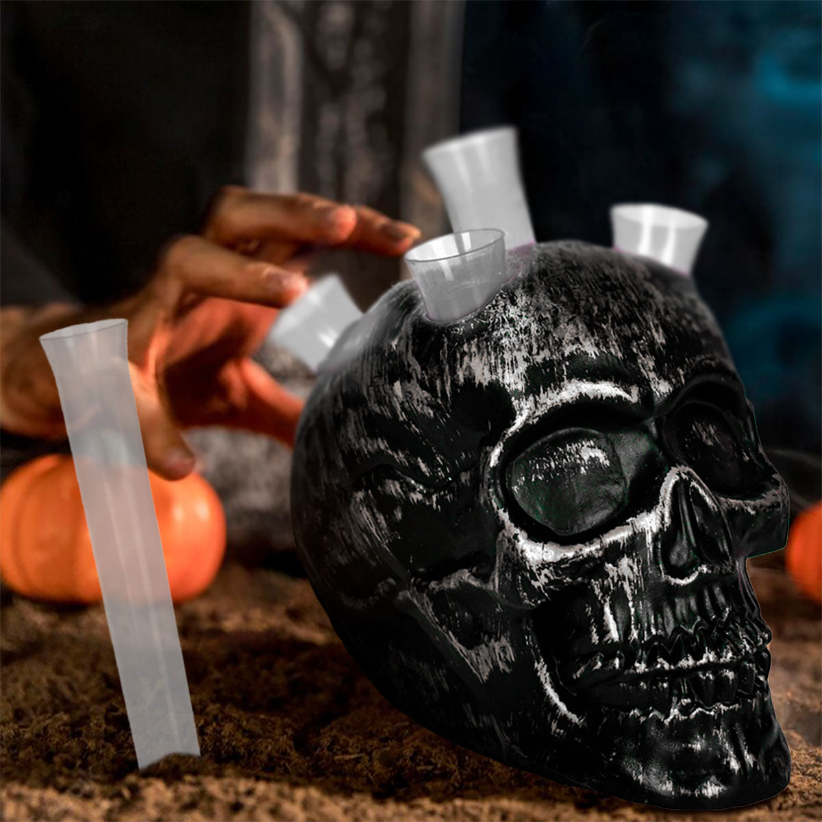 Calavera con Shots, Color Negro y Plata