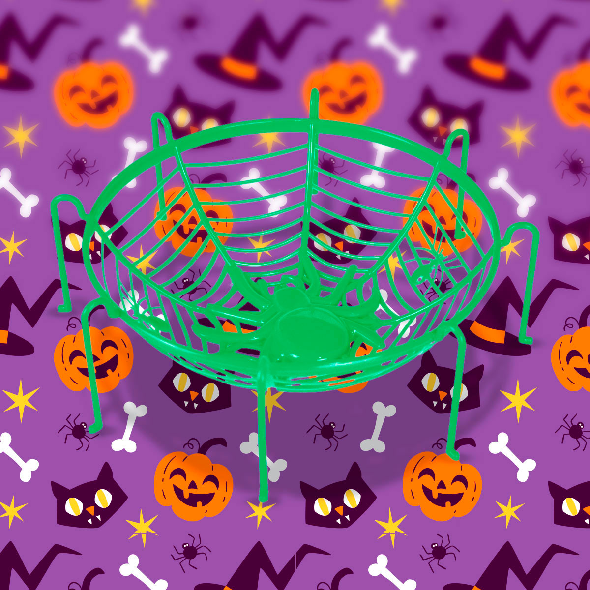 Bowl, Diseño de Telaraña y Arañas, Color Verde