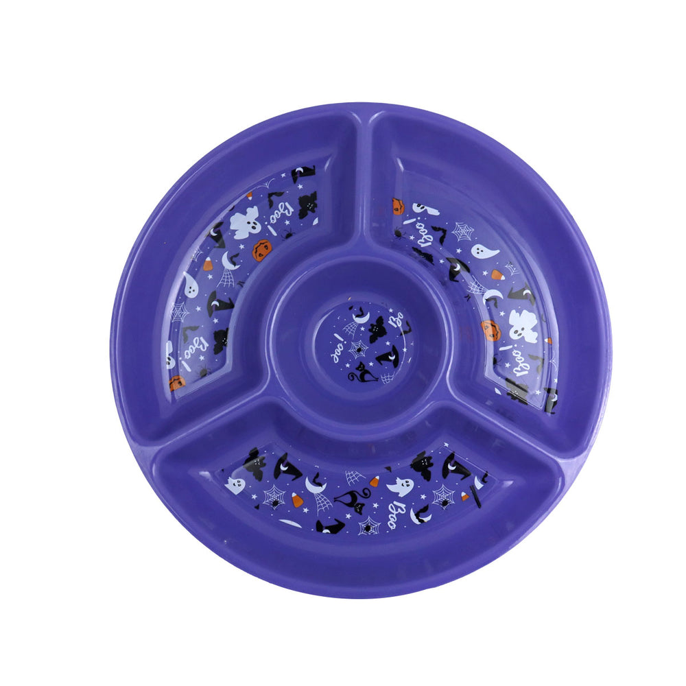 Plato color Morado con 4 Divisiones para Halloween