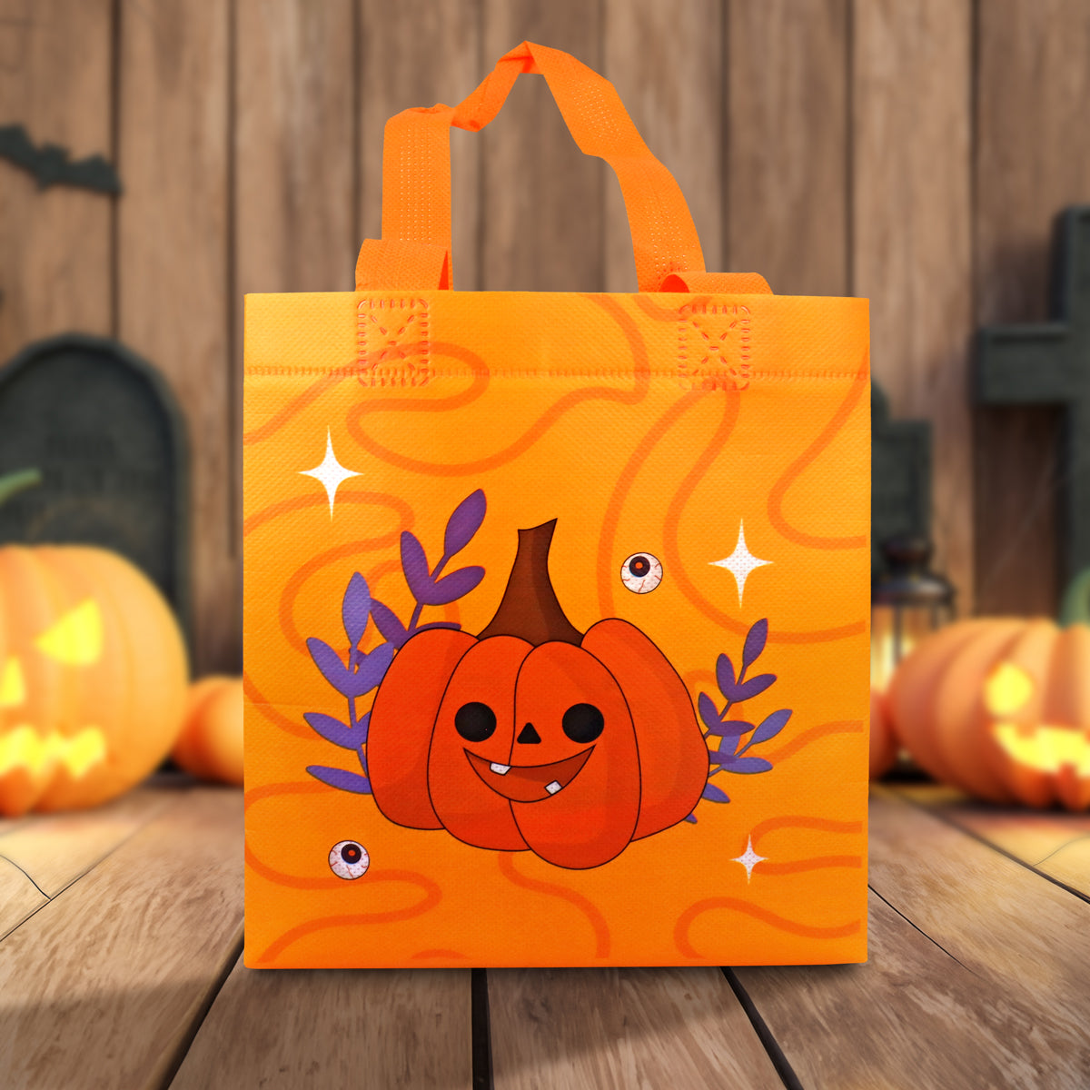 Bolsa de Tela con Estampado de Calabaza para Dulces