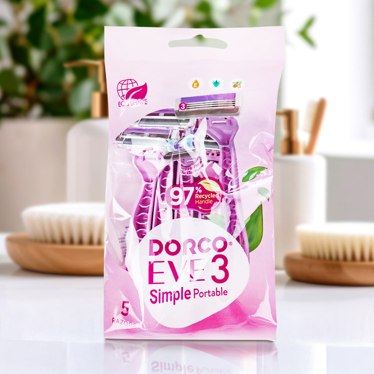 Rastrillo, Dorco Parce 3, Color Rosa, 5 pzas