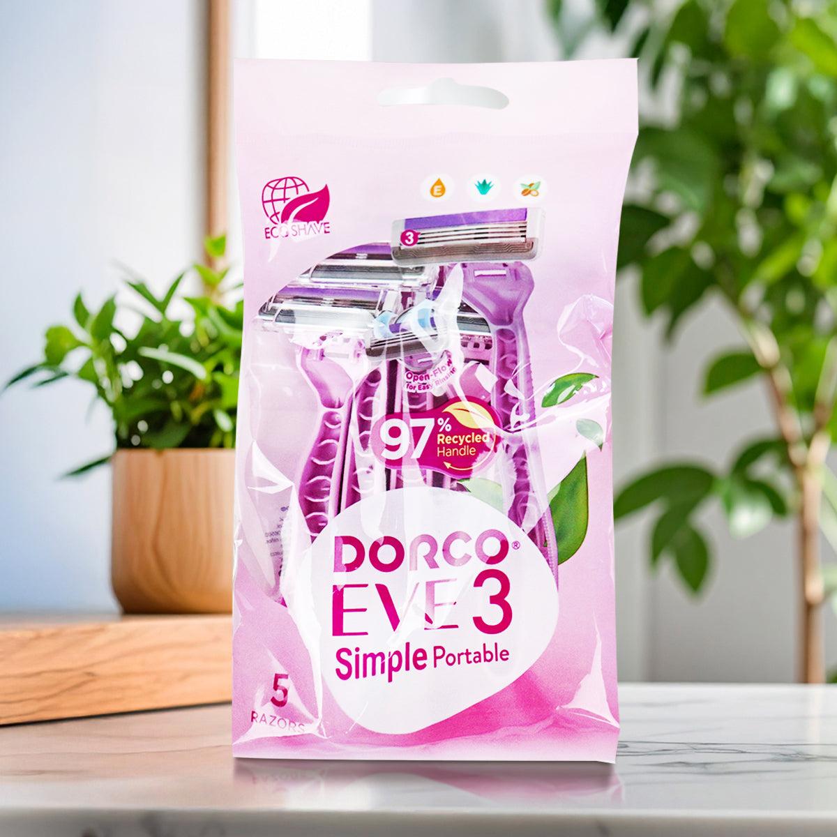 Rastrillo, Dorco Parce 3, Color Rosa, 5 pzas