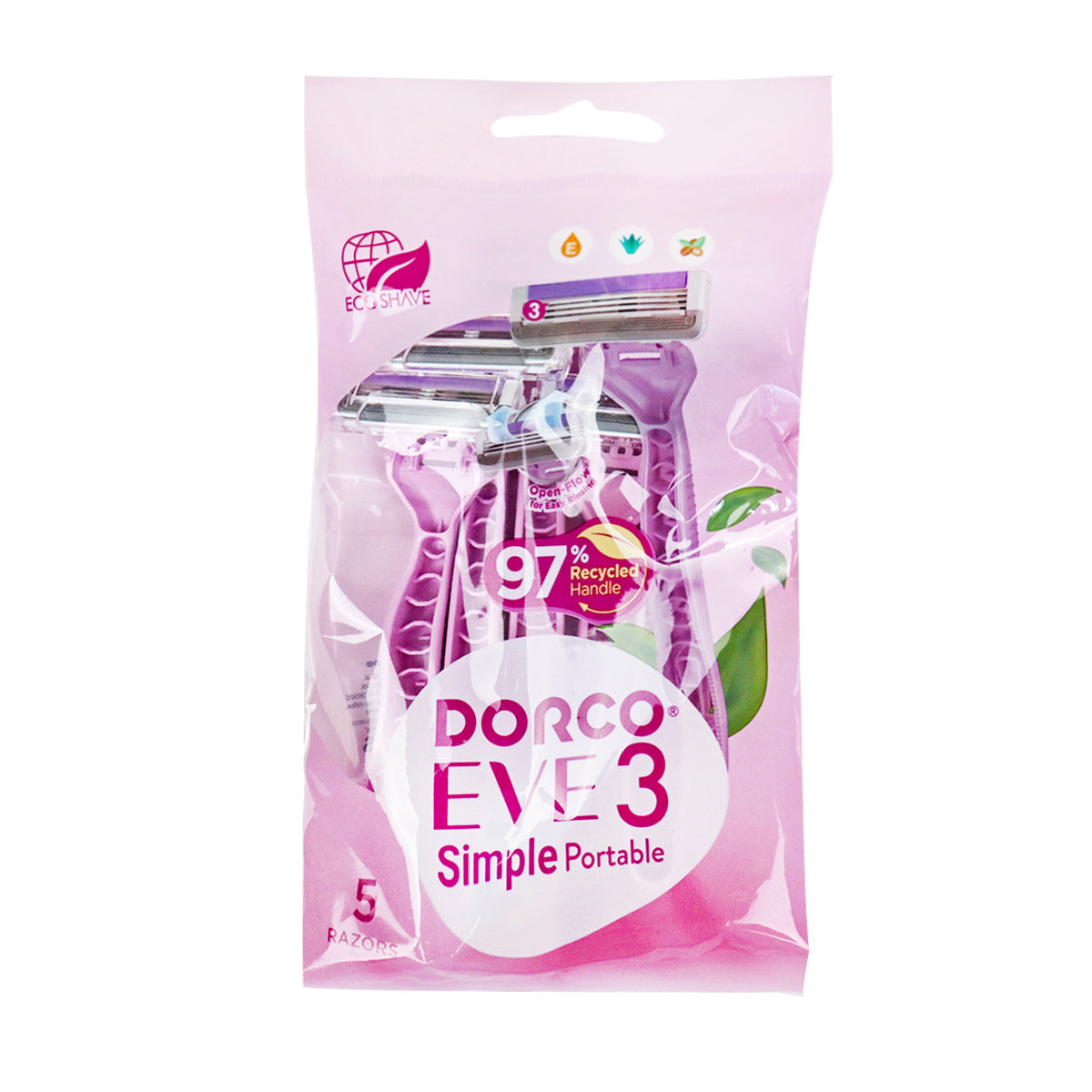 Rastrillo, Dorco Parce 3, Color Rosa, 5 pzas