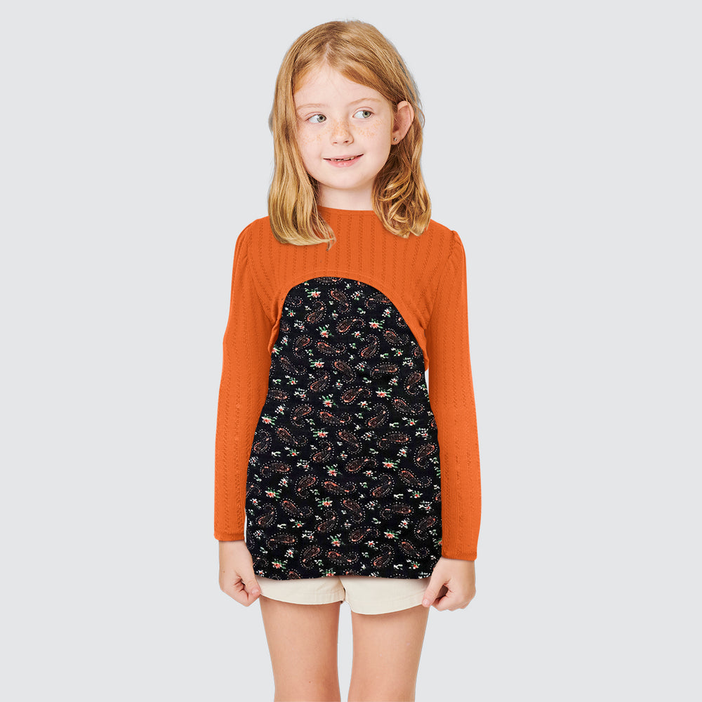 Conjunto de Blusa para Niña con Chaqueta Corta