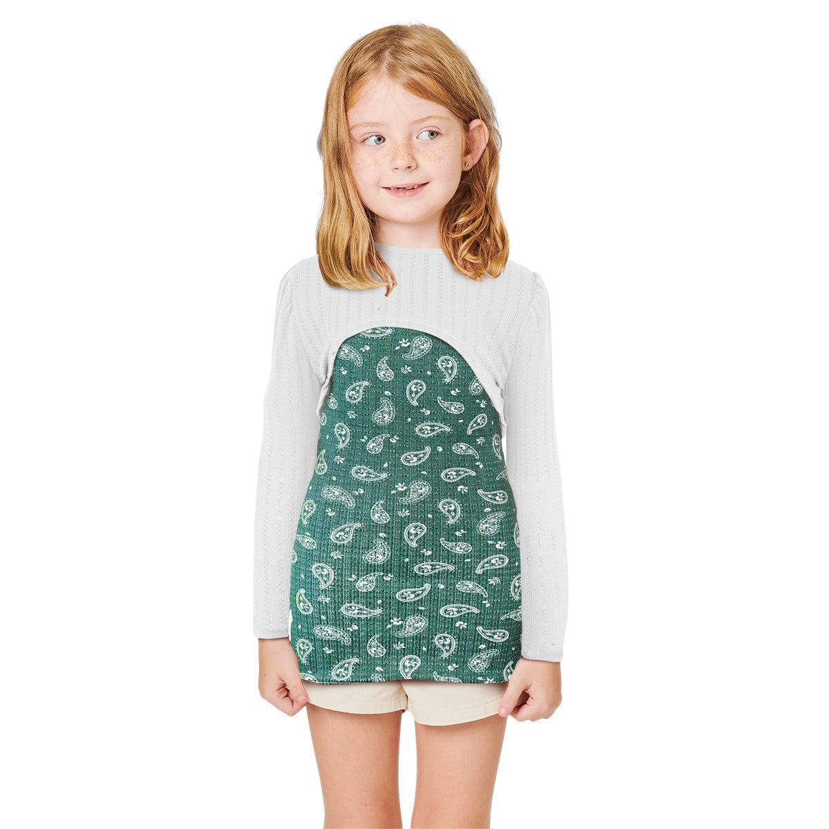 Conjunto de Blusa para Niña con Chaqueta Corta, color Verde