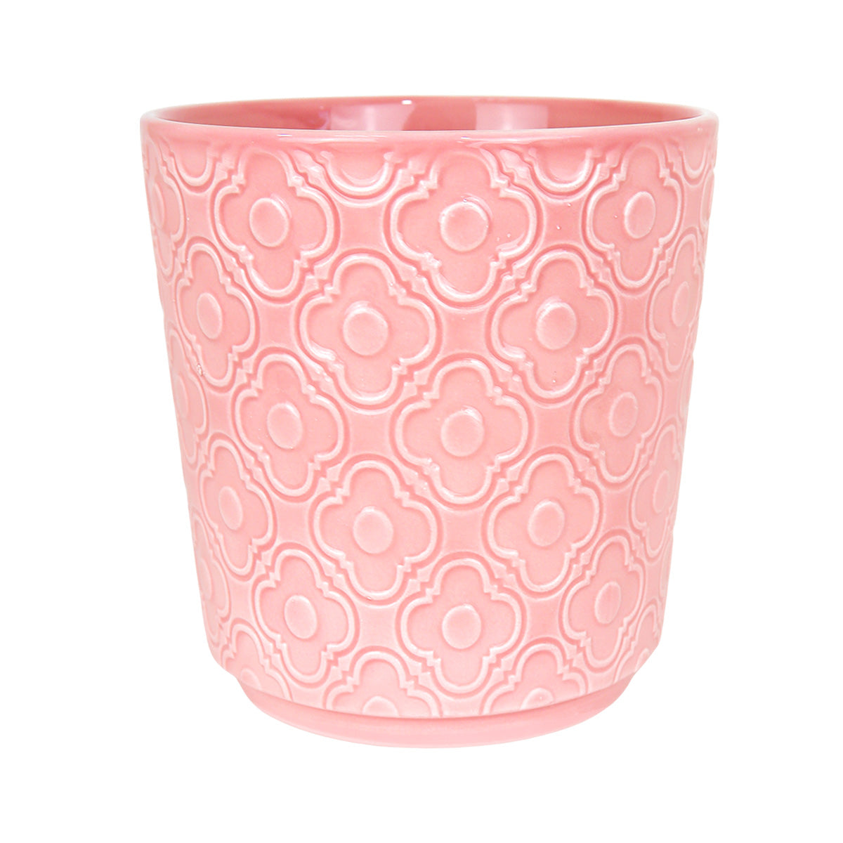 Maceta con Textura Flor, Cerámica, Color Rosa