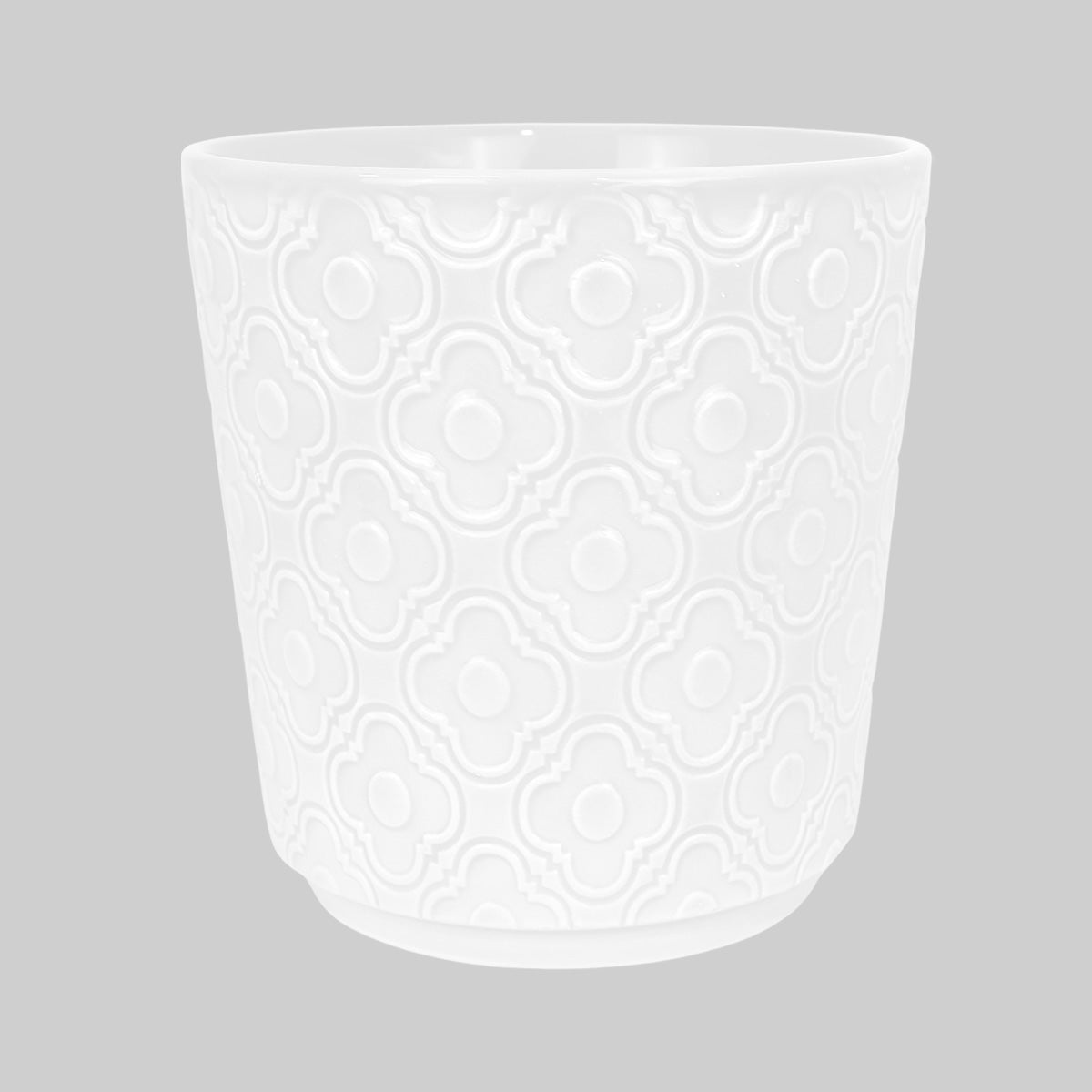 Maceta con Textura Flor, Cerámica, Color Blanco