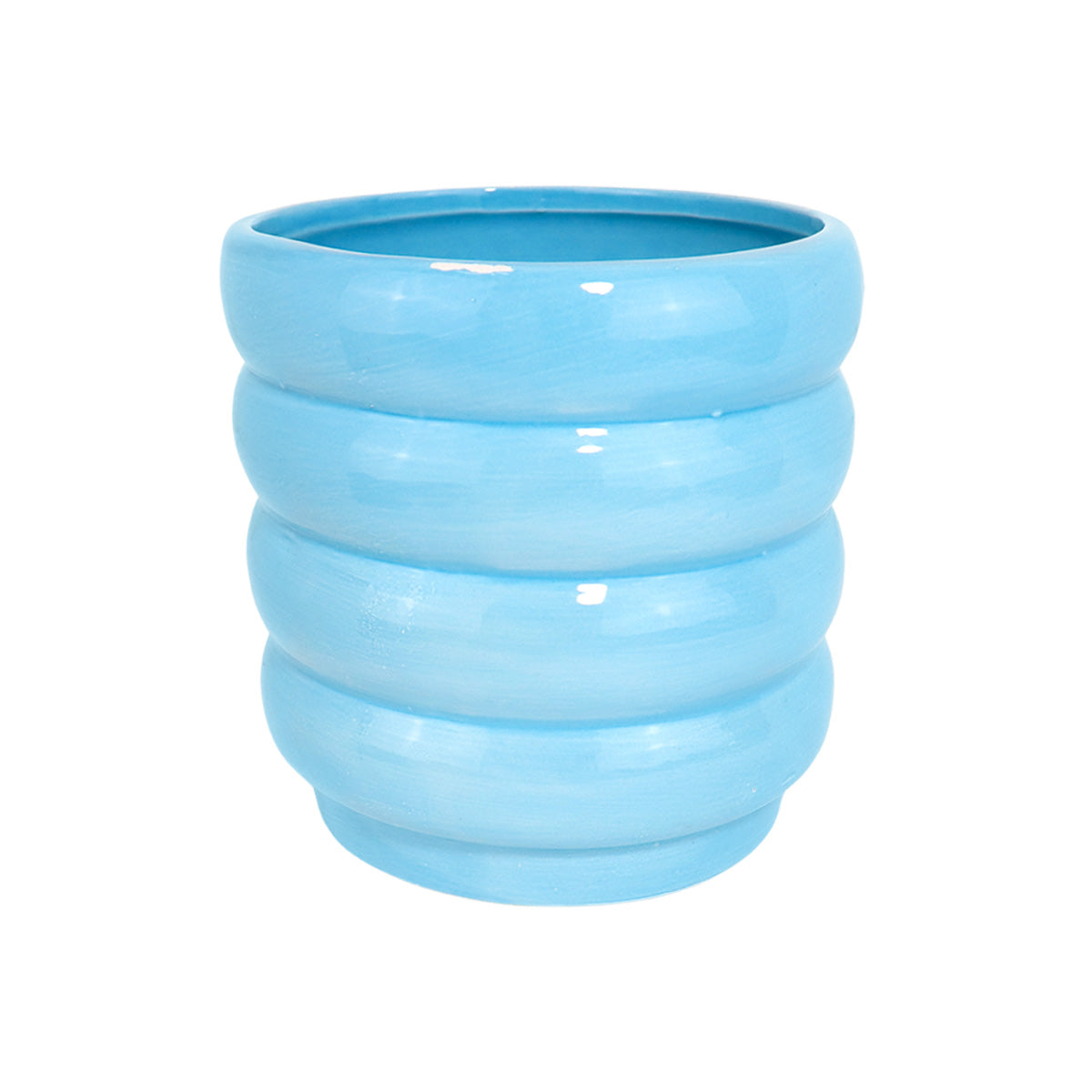 Maceta con Textura Gusano, Color Azul