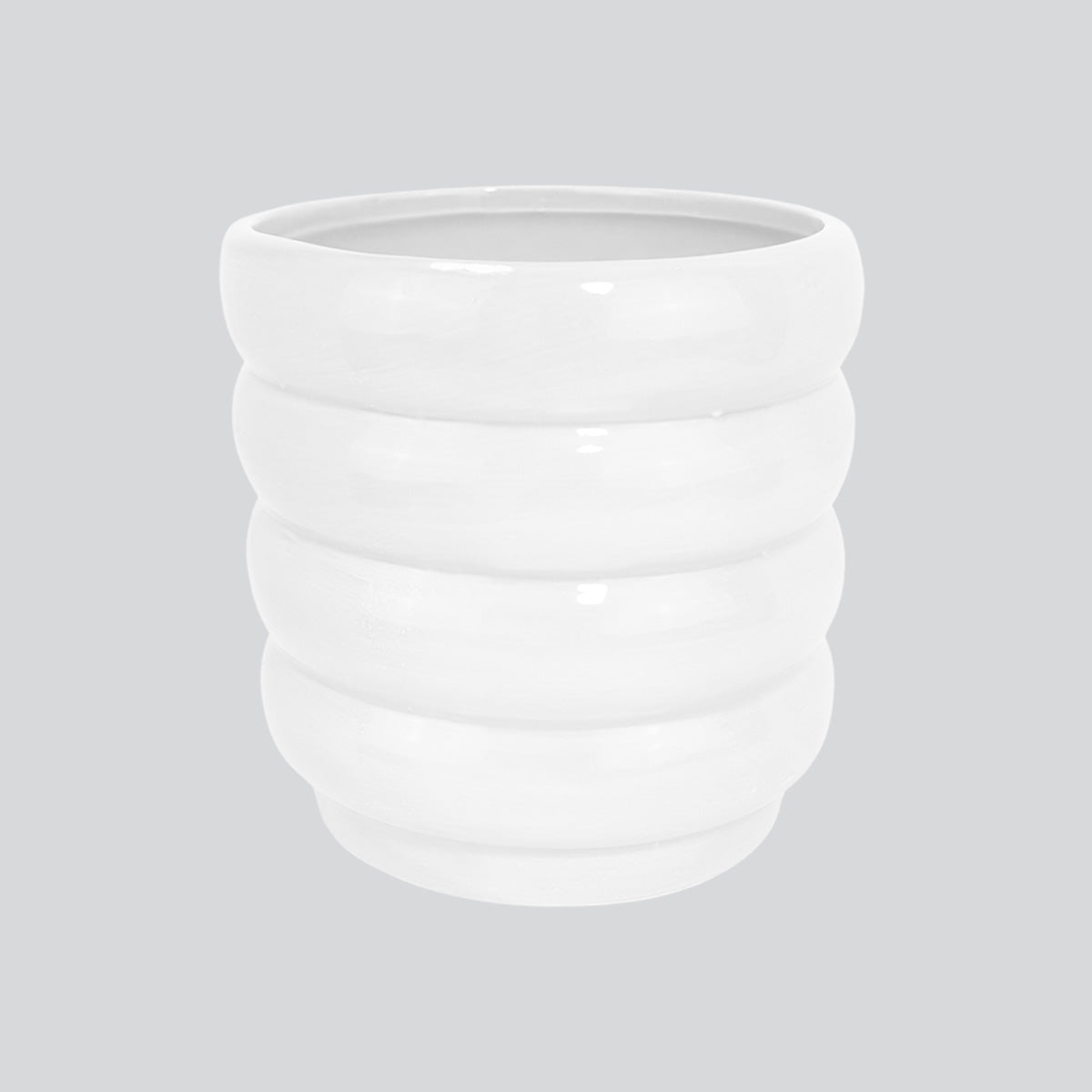 Maceta con Textura Gusano, Color Blanco