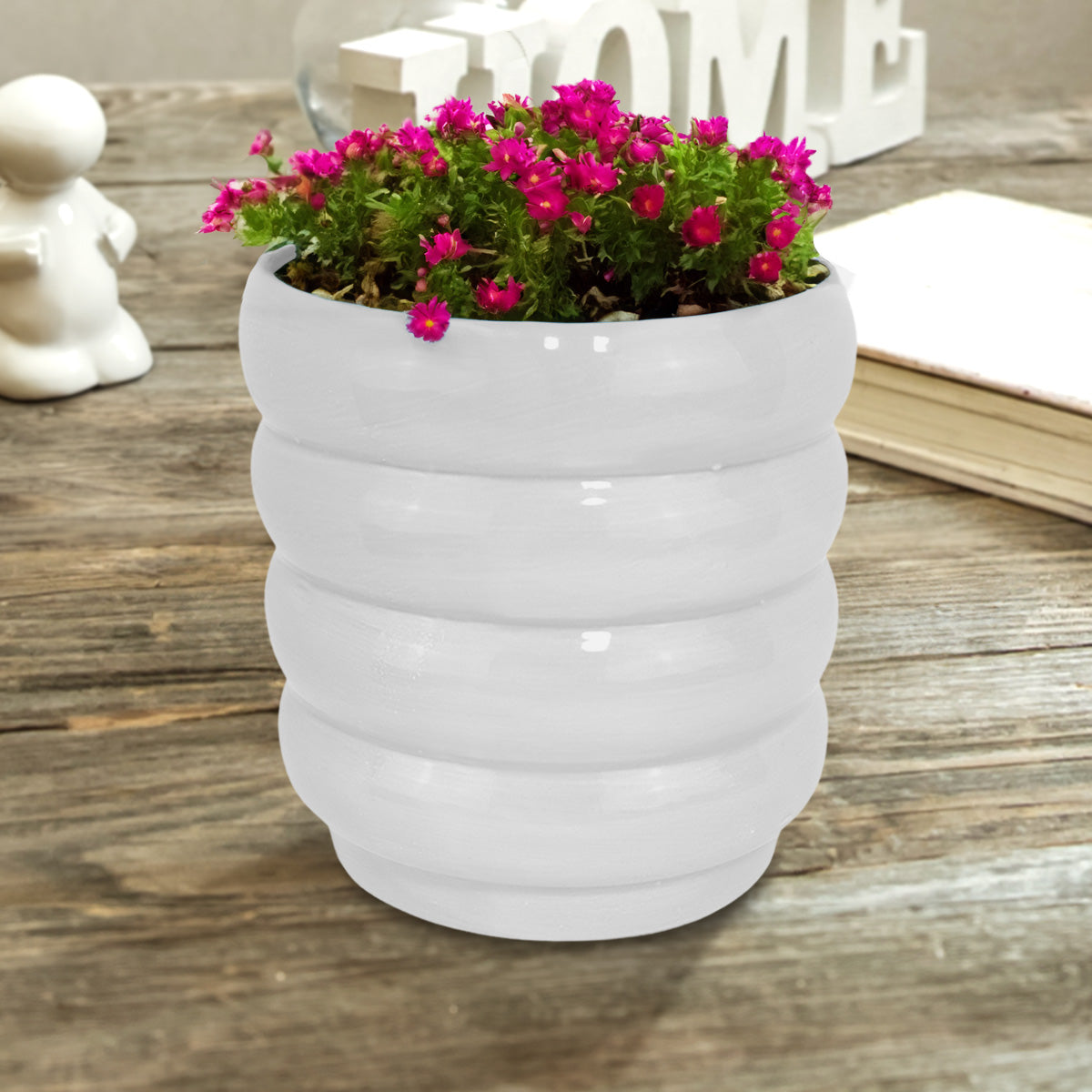 Maceta con Textura Gusano, Color Gris