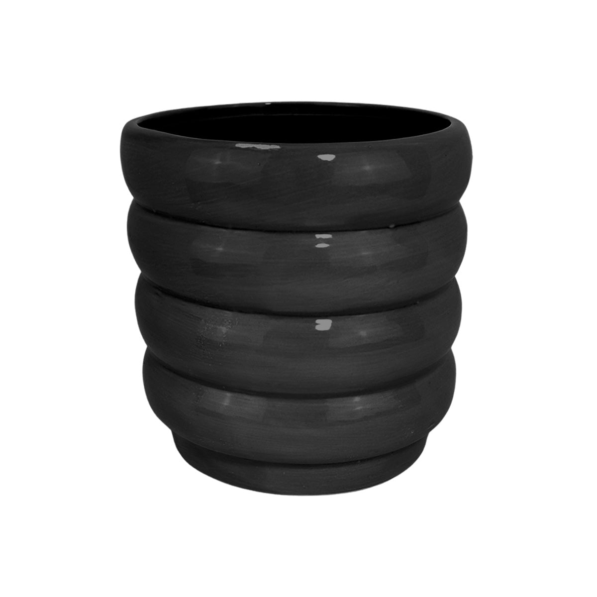 Maceta con Textura Gusano, Color Negro