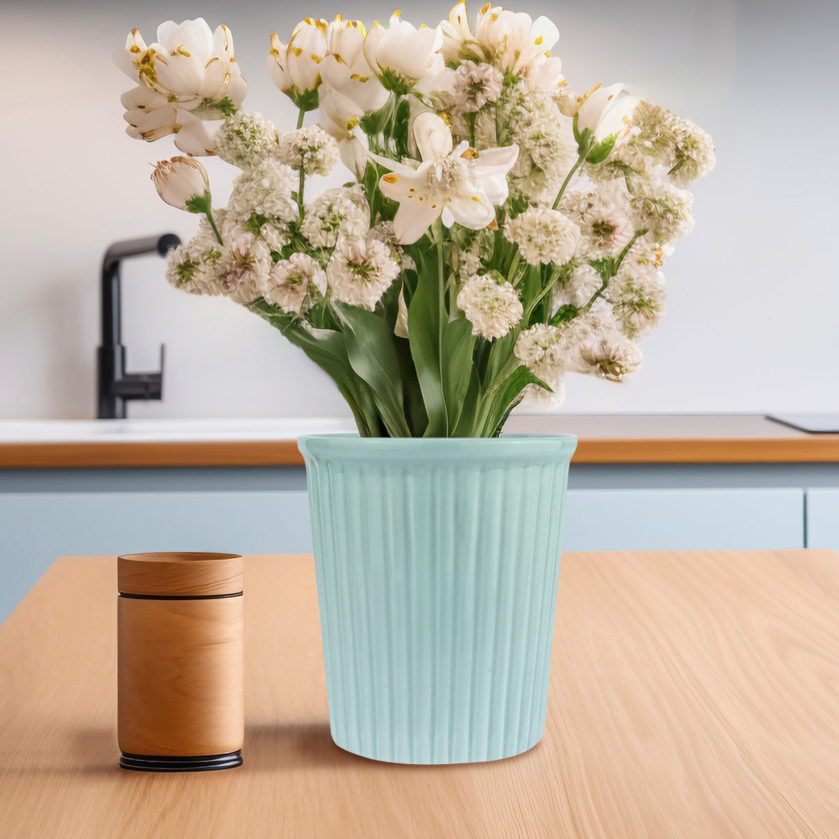 Maceta de Cerámica, Color Aqua, 13x12 cm