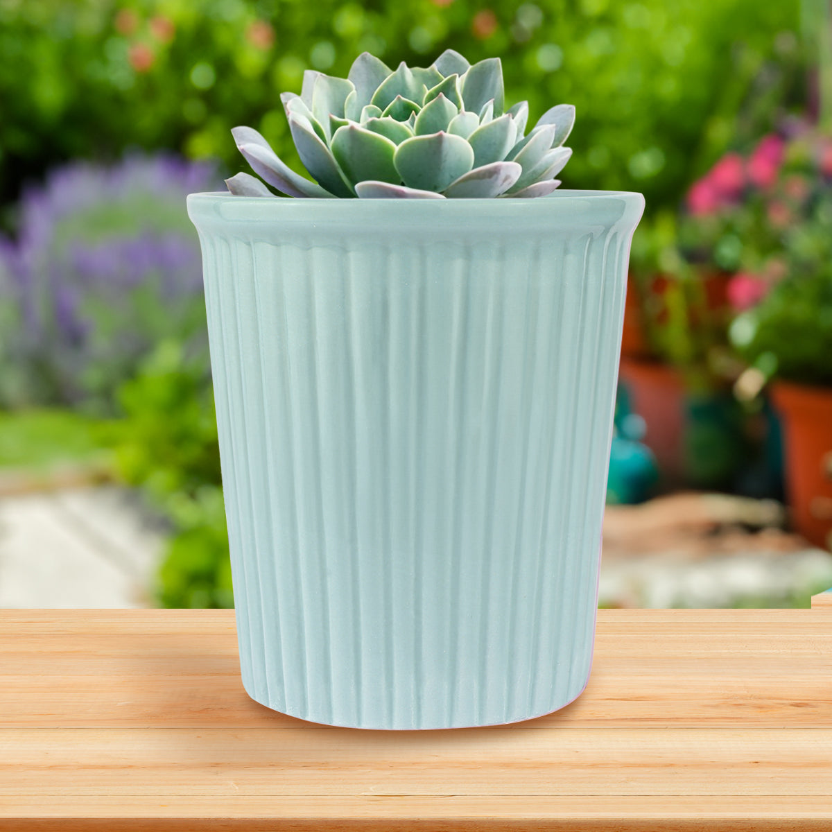 Maceta de Cerámica, Color Aqua, 13x12 cm