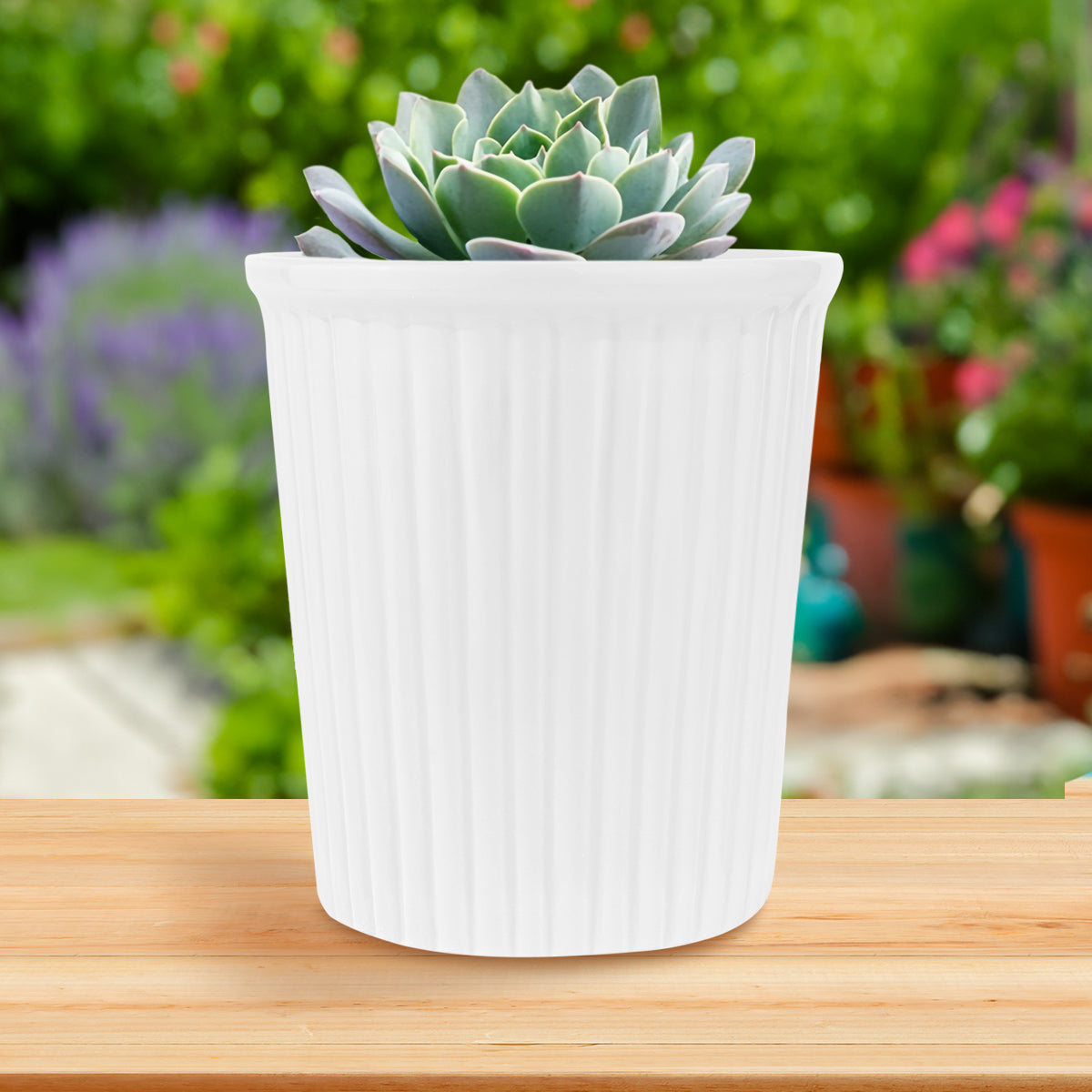 Maceta de Cerámica, Color Blanco, 13x12 cm