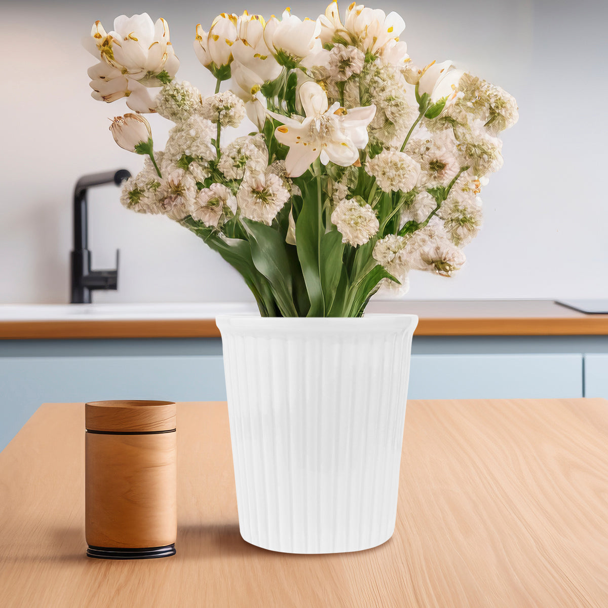 Maceta de Cerámica, Color Blanco, 13x12 cm