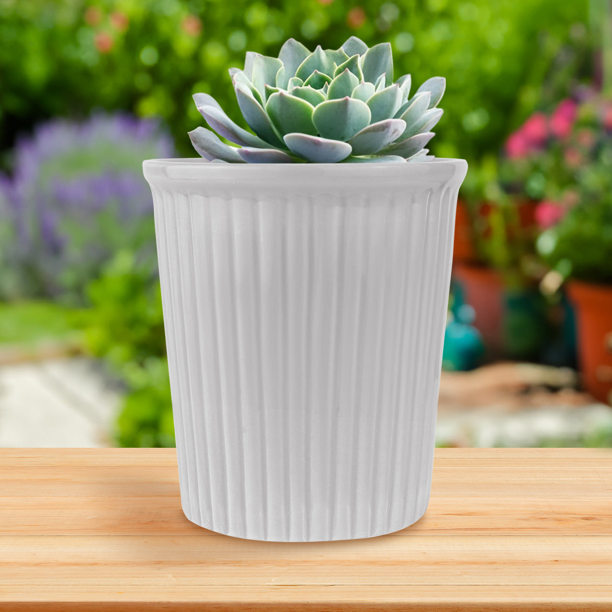 Maceta de Cerámica, Color Gris, 13x12 cm