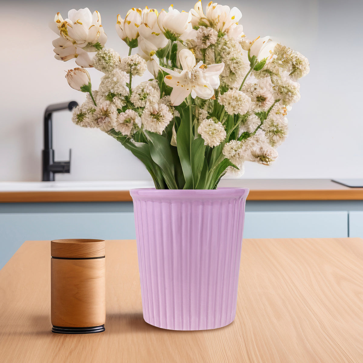 Maceta de Cerámica, Color Lila, 13x12 cm