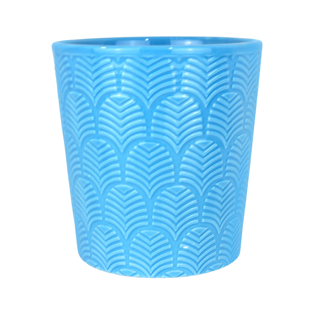 Maceta con Diseño Textura, Cerámica, Color Azul