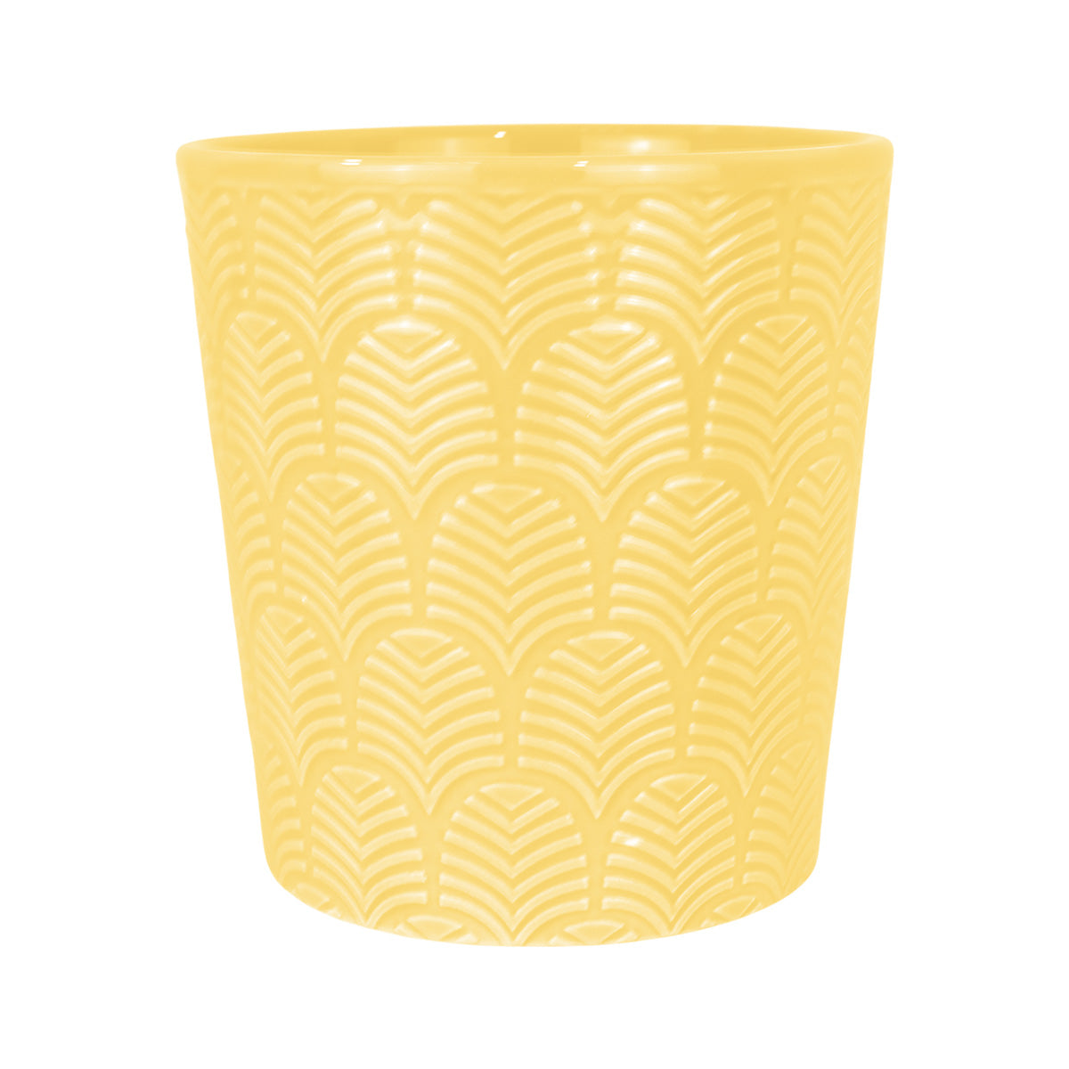 Maceta con Diseño Textura, Cerámica, Color Amarillo
