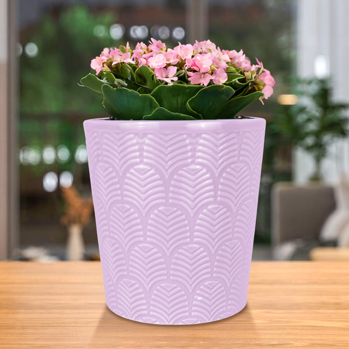 Maceta con Diseño Textura, Cerámica, Color Lila
