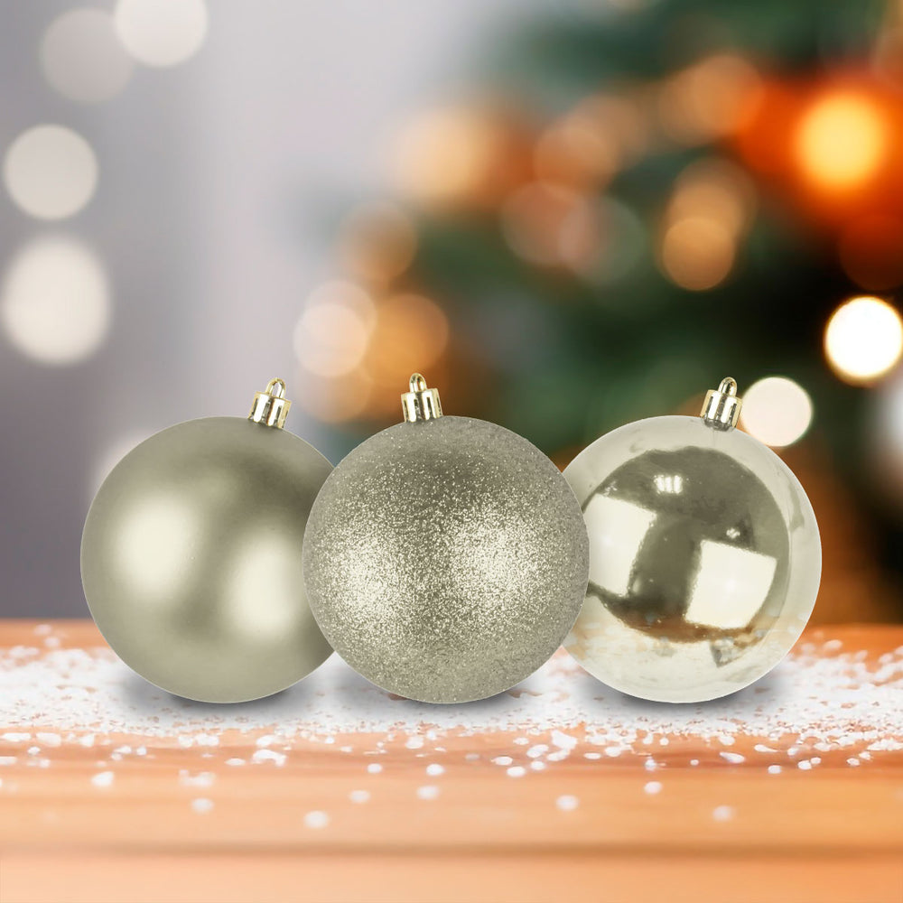 Esferas Navideñas color Champagne, 3pzas