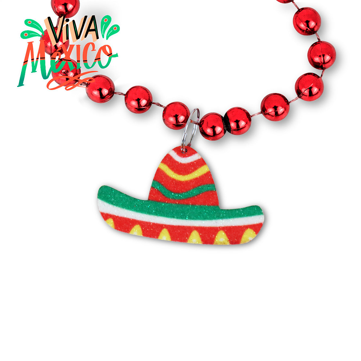 Collar color Rojo con Colgante en Forma de Sombrero