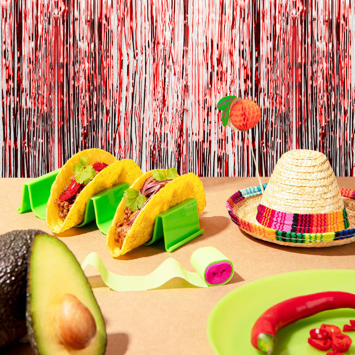 Decoración Metálica color Rojo para Fiestas Patrias