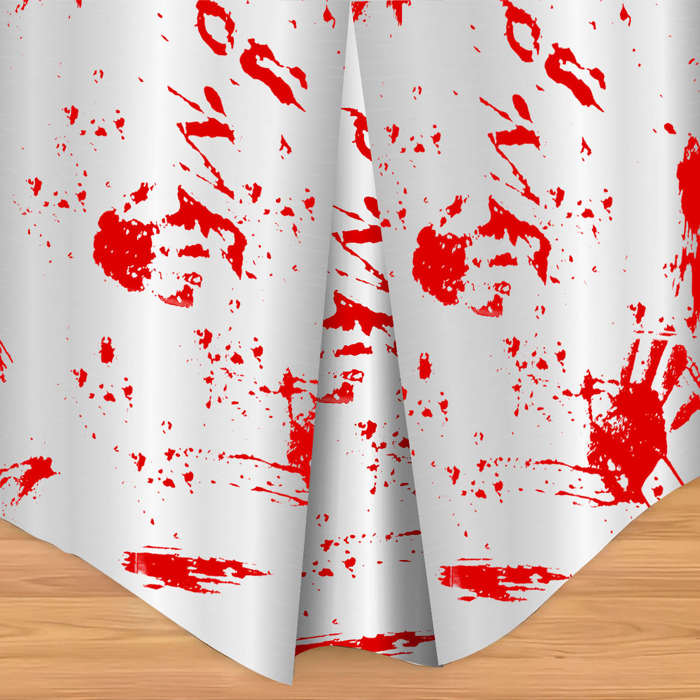 Mantel, Plástico, Color Blanco con Simulación de Sangre