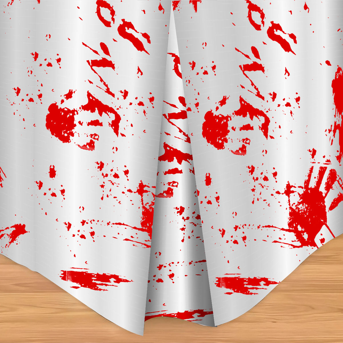 Mantel, Plástico, Color Blanco con Simulación de Sangre
