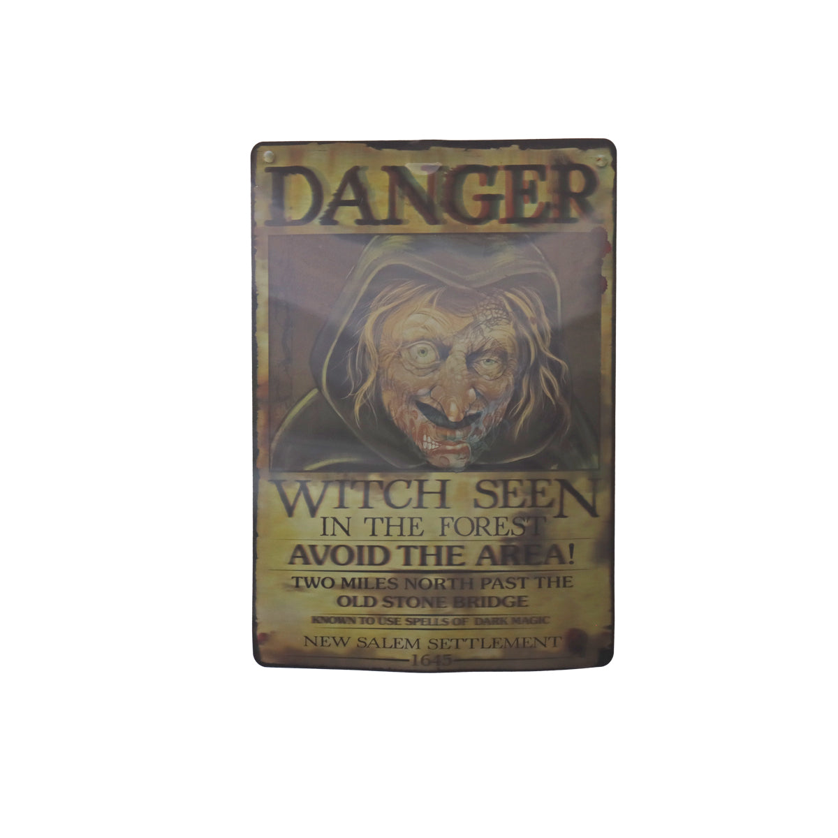 Decoración Colgante "Danger Witch Seen" para Halloween