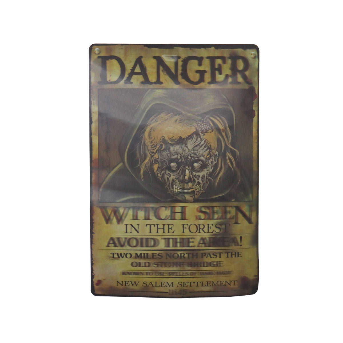 Decoración Colgante "Danger Witch Seen" para Halloween