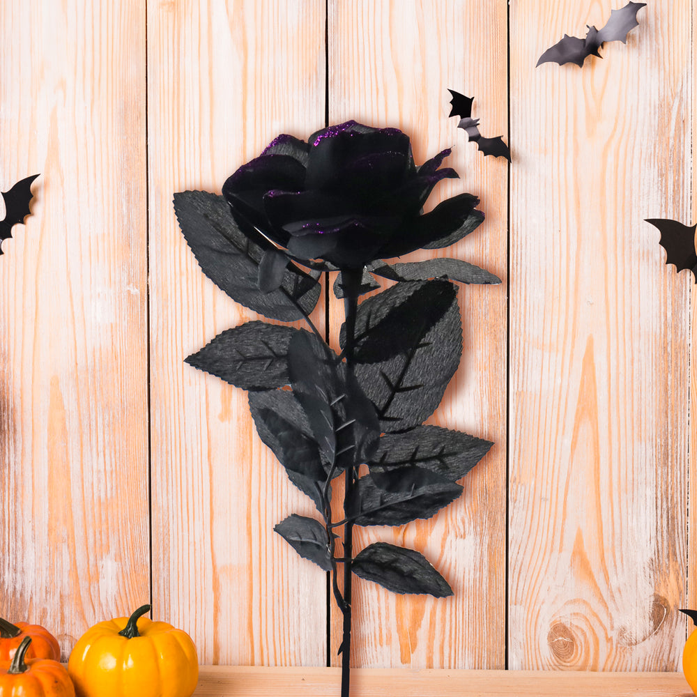 Rosas Artificiales con Glitter, Color Morado, Halloween