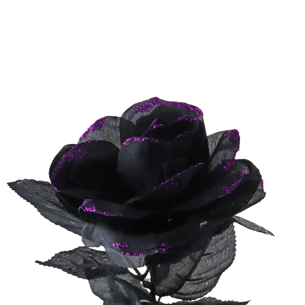Rosas Artificiales con Glitter, Color Morado, Halloween