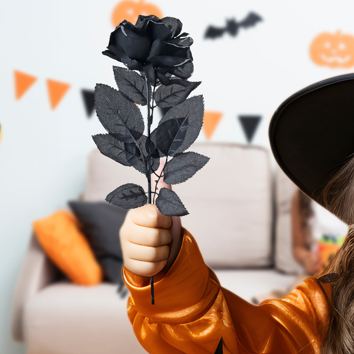 Rosas Artificiales con Glitter, Color Plata, Halloween