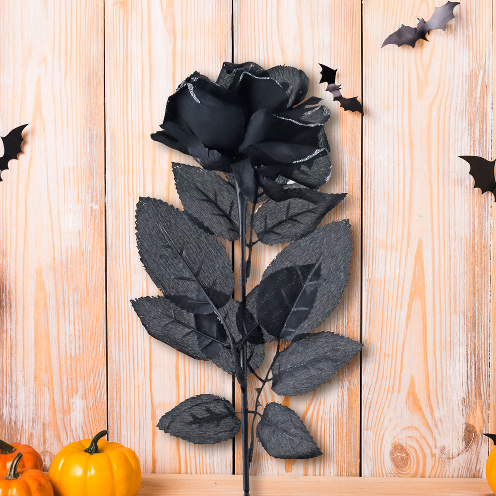 Rosas Artificiales con Glitter, Color Plata, Halloween