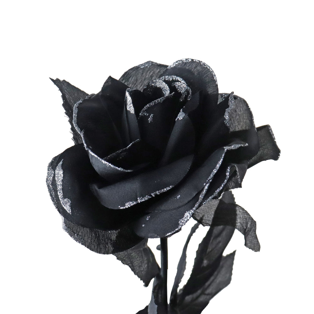 Rosas Artificiales con Glitter, Color Plata, Halloween