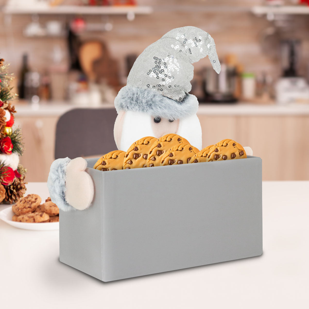 Caja color Gris con Decoración de Santa Claus