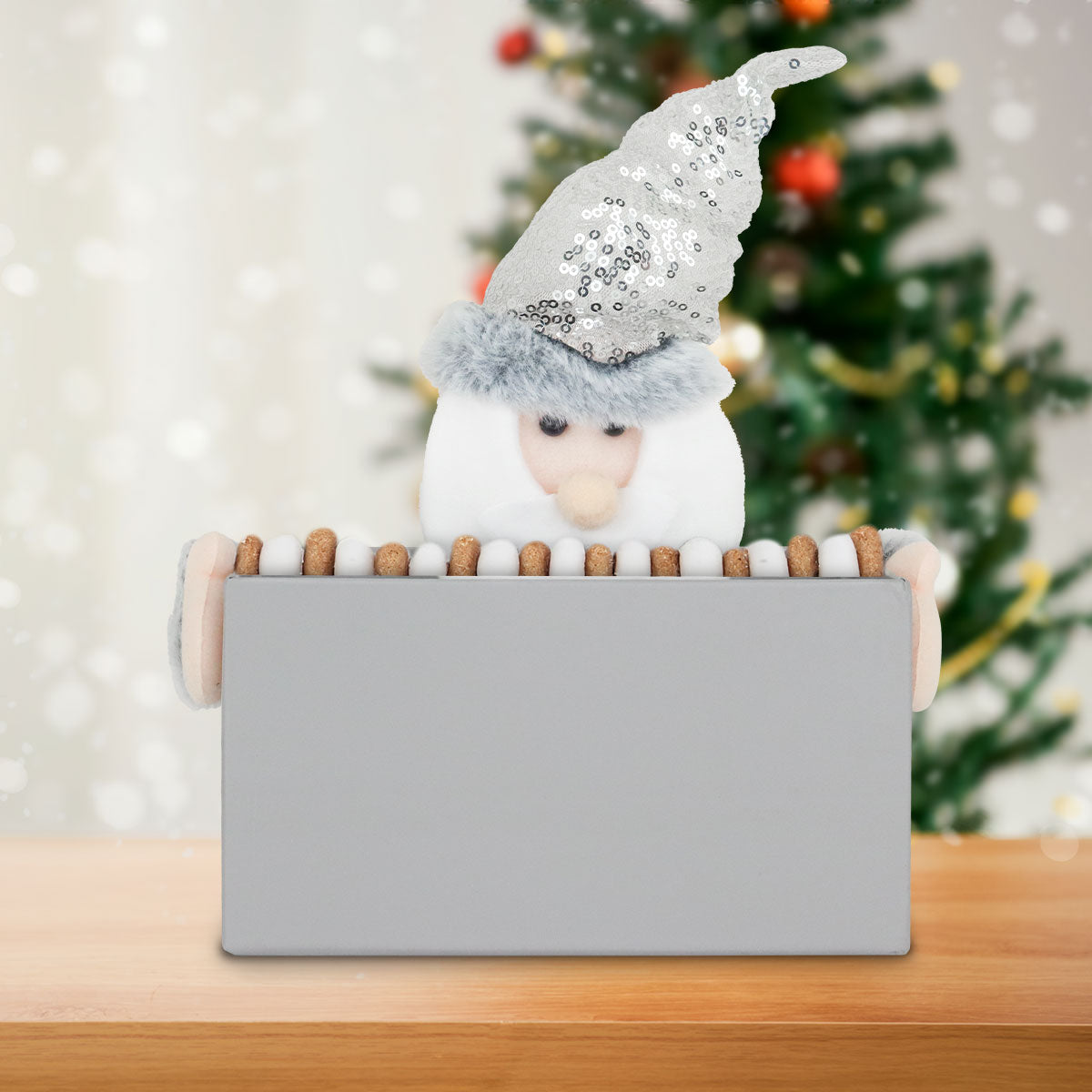 Caja color Gris con Decoración de Santa Claus