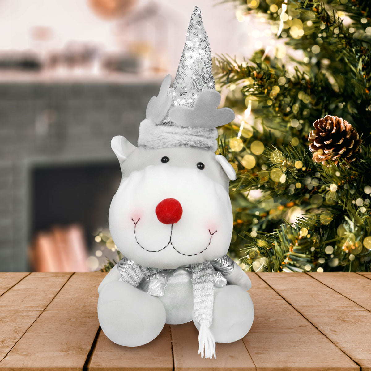 Reno de Felpa color Plata, 30cm