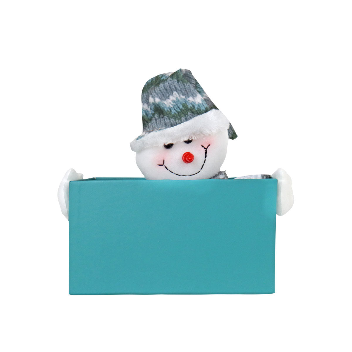 Caja color Verde Azulado con Decoración de Muñeco de Nieve