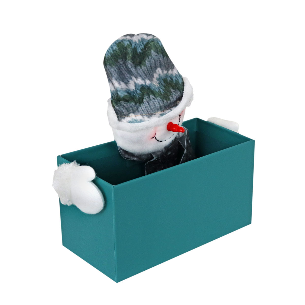 Caja color Verde Azulado con Decoración de Muñeco de Nieve