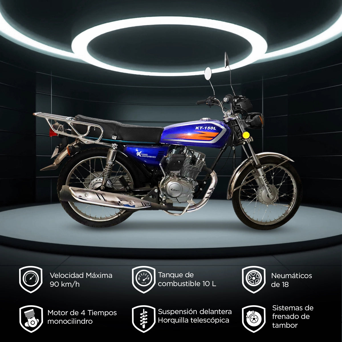 Motocicleta Kiwo KT-150L, color Azul