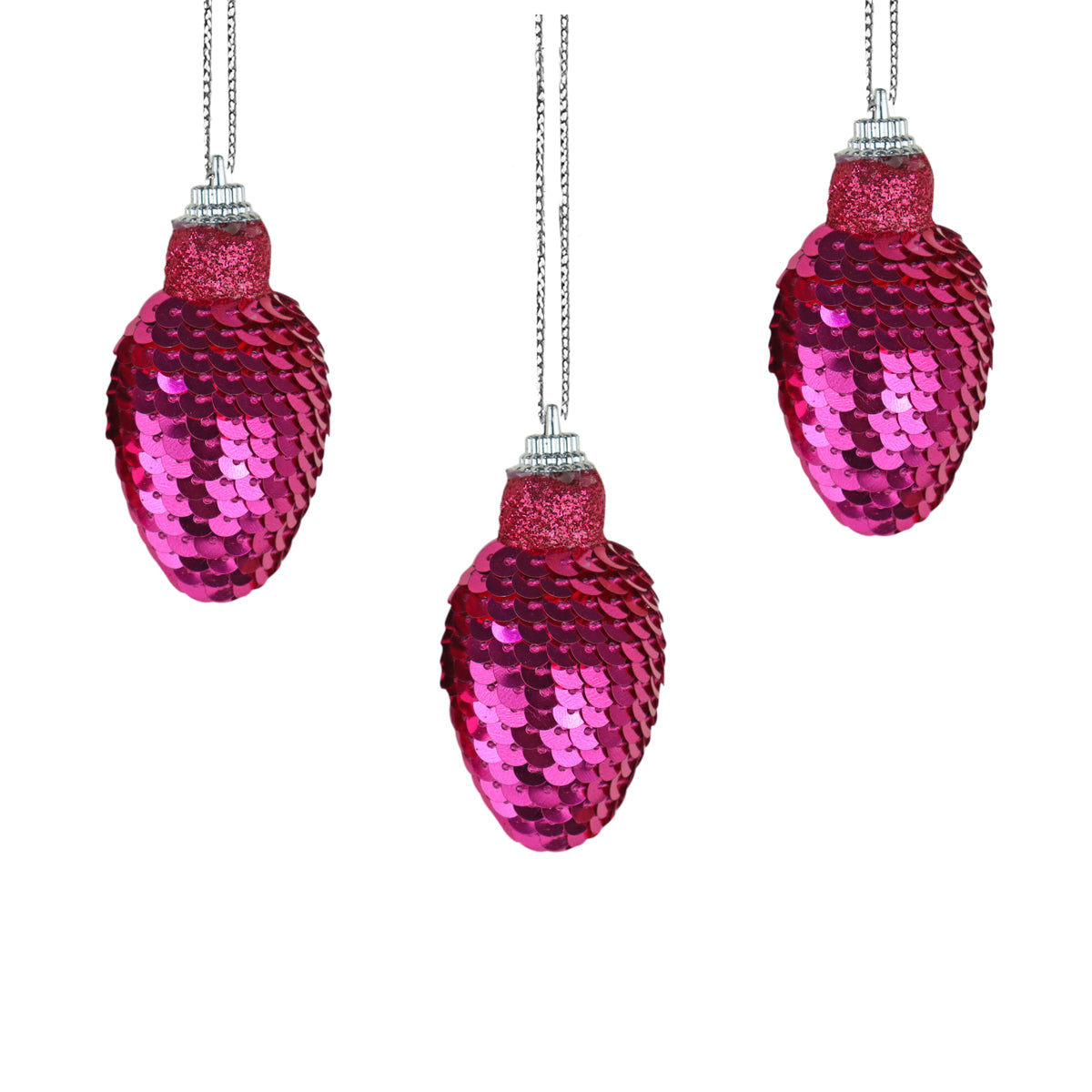 Esferas en Forma de Bombilla con Lentejuelas color Fucsia