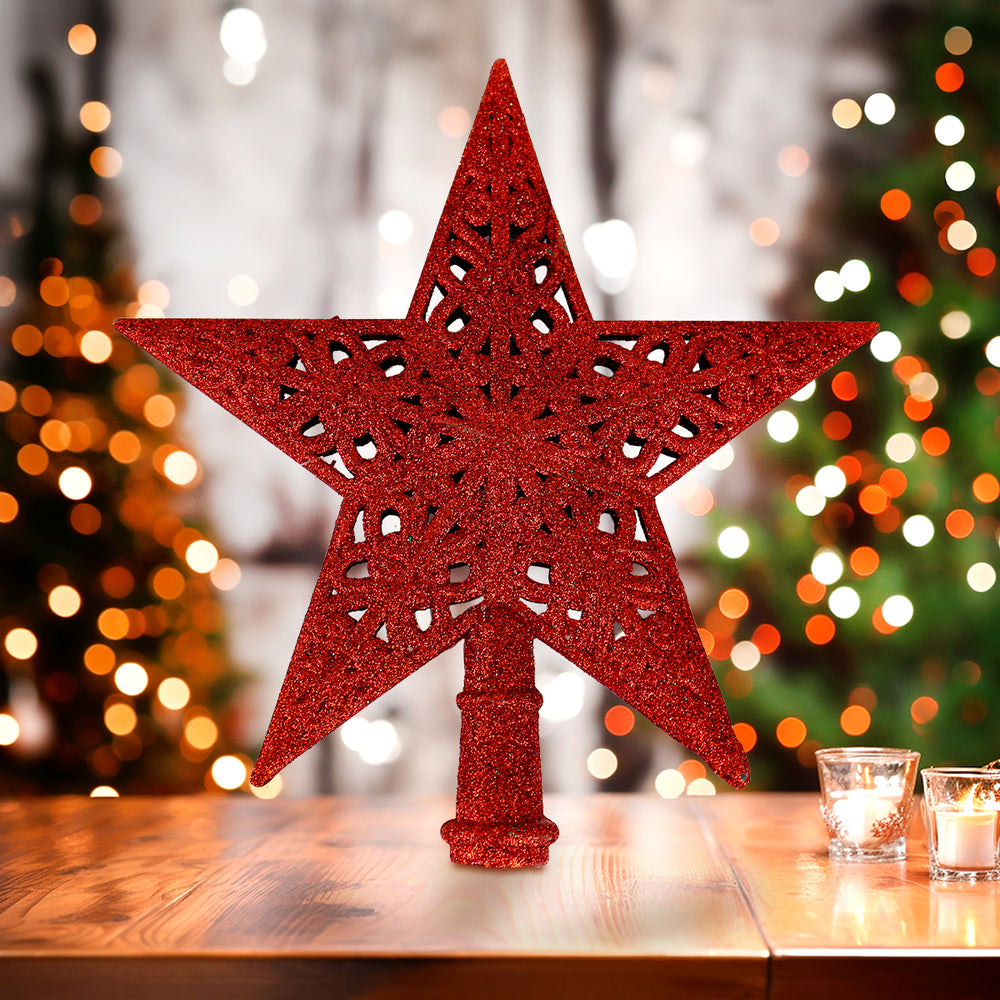 Estrella de Árbol, Glitter, Color Rojo